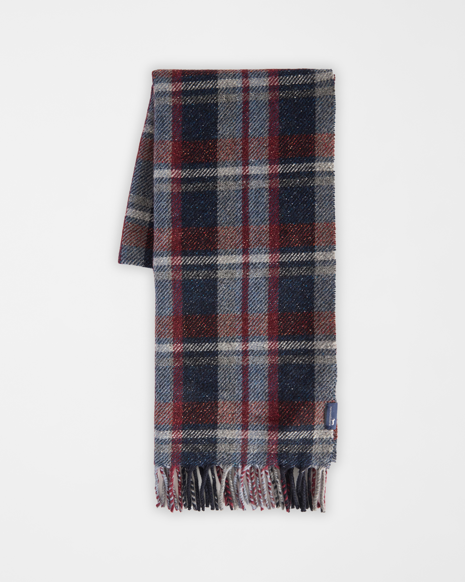 Men&rsquo;s navy blue button-woven wool and silk blend scarf