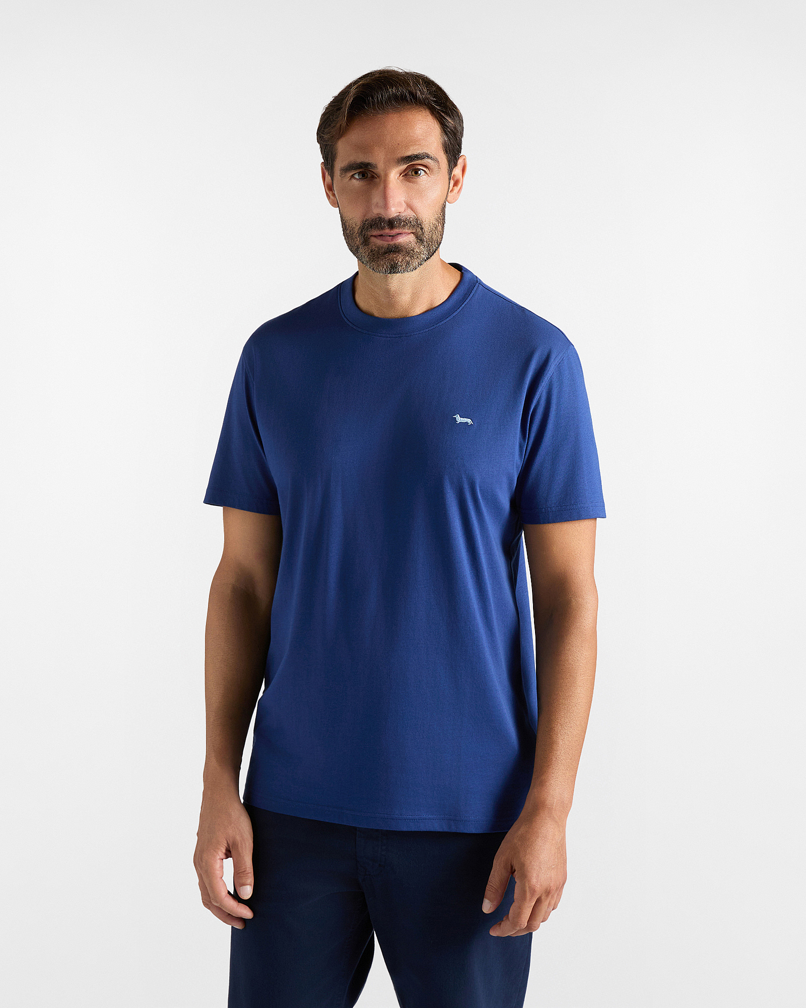 Men's regular-fit blue T-shirt in 100% pure cotton