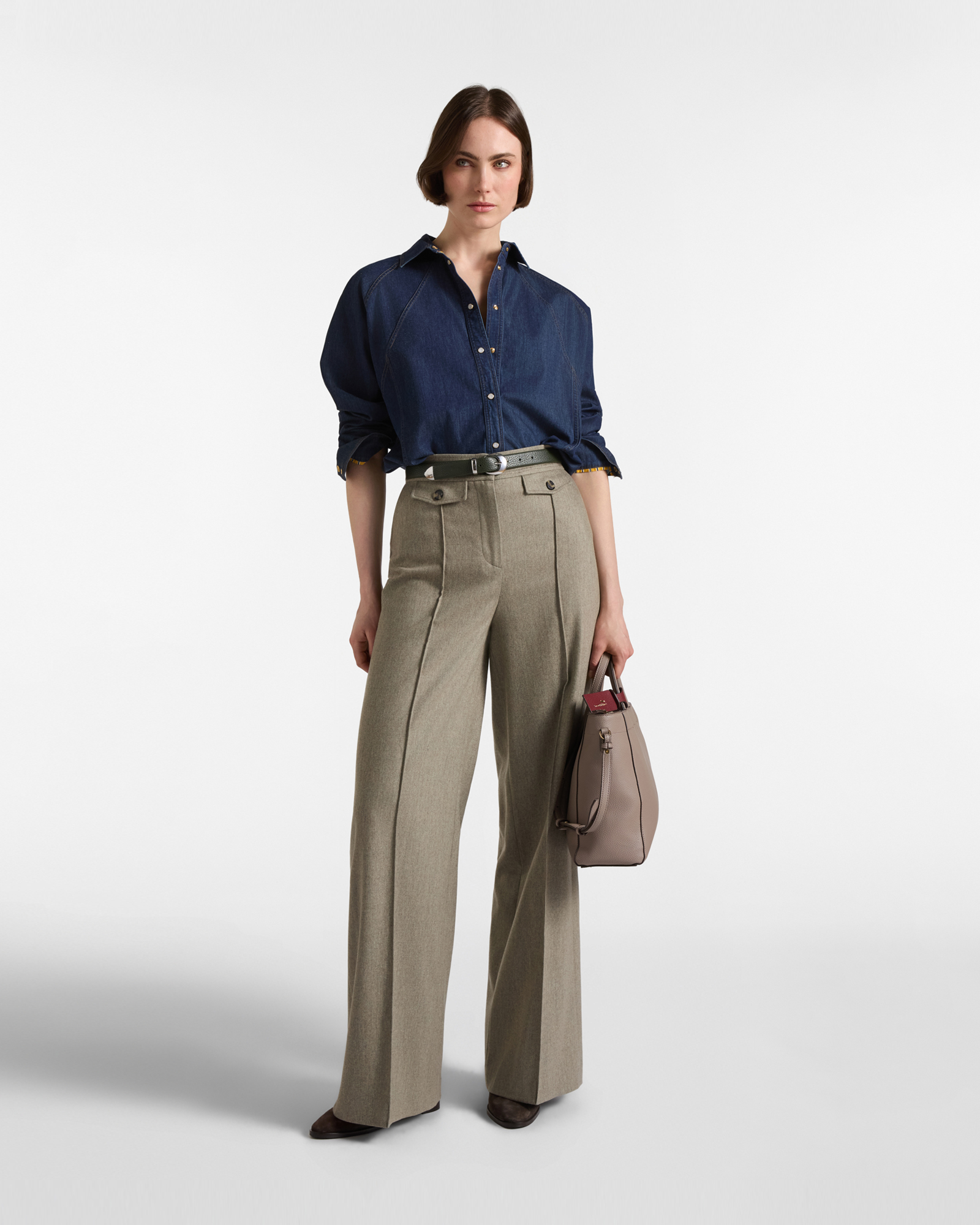 Women&rsquo;s High-Waisted Trousers from the Capsule Qualit&agrave; a Colori collection, BEIGE, large