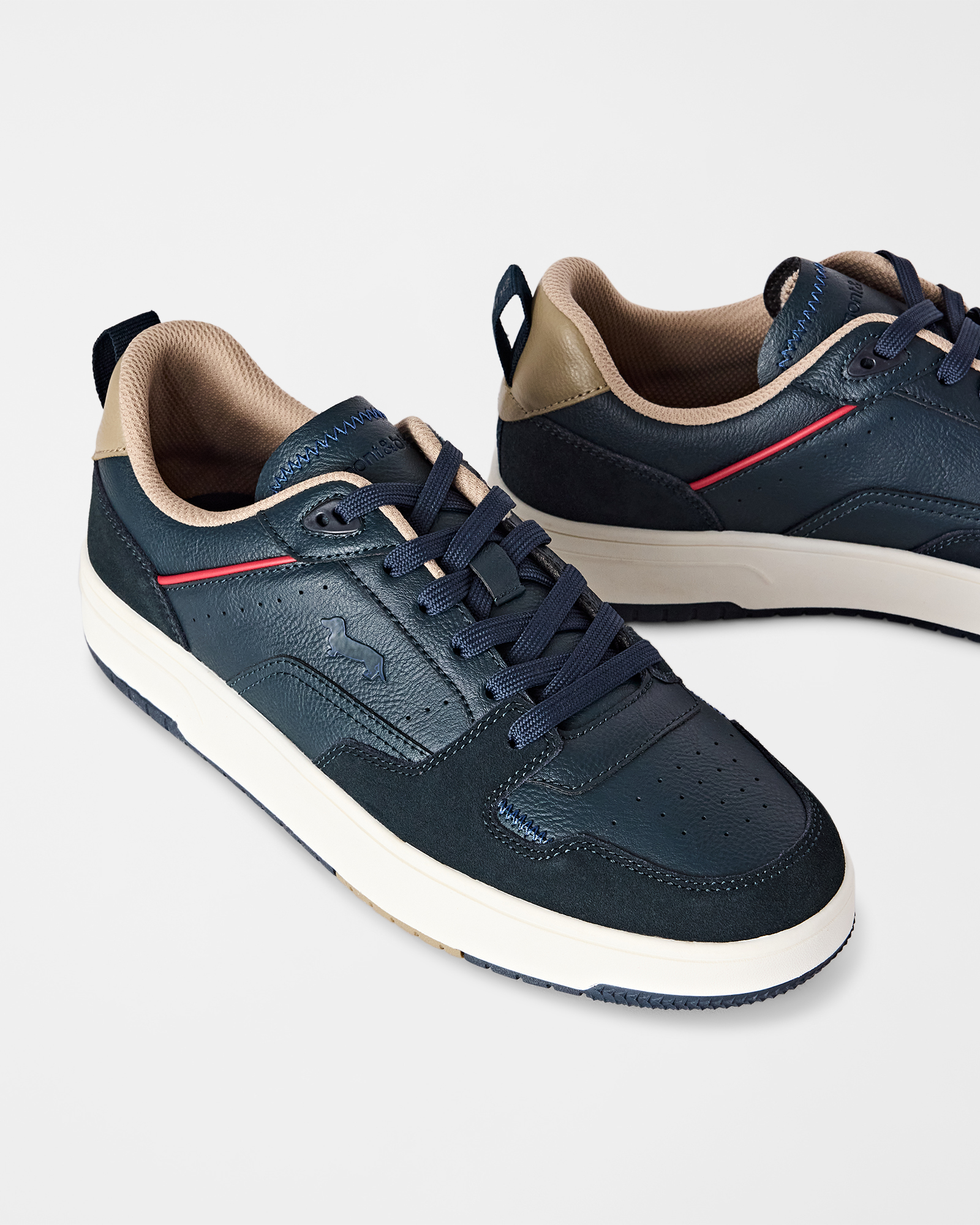 Sneakers homme style baskets r&eacute;tro en cuir, similicuir et daim, BLEU - BLEU, large